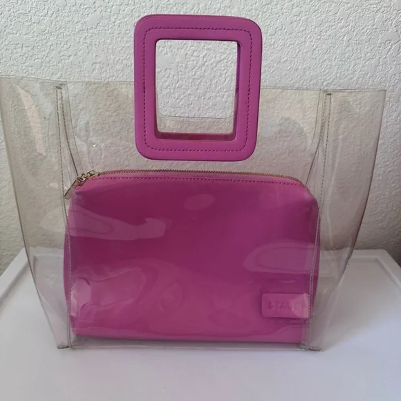 STAUD Shirley Pink PVC and Leather Bag - Picture 1 of 10